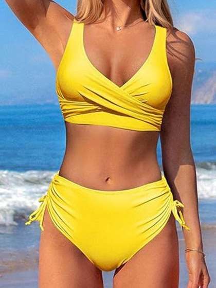 BAESD Shoulder
                          Straps Sleeveless Swim Bikini Set