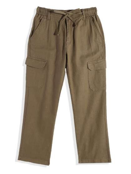 CAVIO Boys Comfort
                    Chambray Cotton Relaxed Fit Cargos Trousers