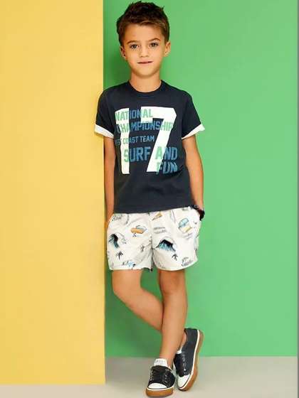CLLING Unisex Kids
                      Printed Loose Fit Shorts