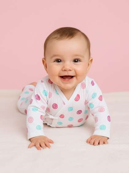 The Mom Store Infants
                    Printed Cotton Romper