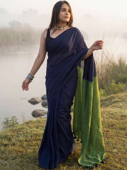 Anouk Colourblocked
                        Pure Cotton Handloom Khadi Saree