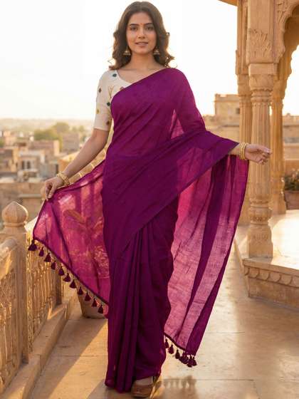 Anouk Embellished
                          Pure Cotton Khadi Saree