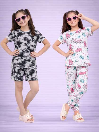 BAESD Girls Printed
                    Short Sleeves Nightdress