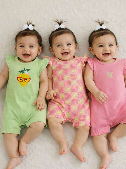 Somersault Infants Girls
                    Pack of 3 Printed Rompers