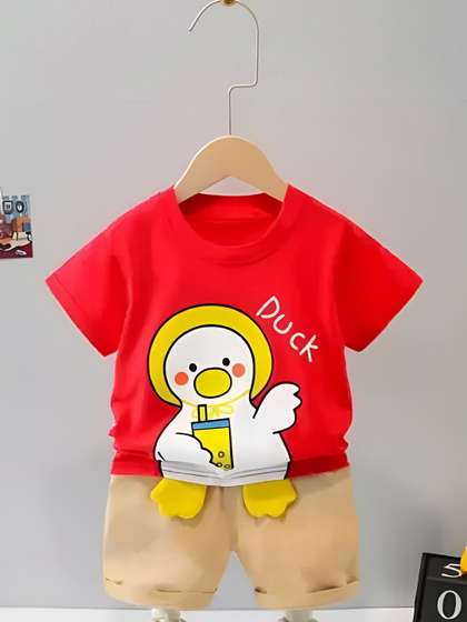 ELPIXIE FASHION Unisex
                    Kids Printed T-shirt with Shorts