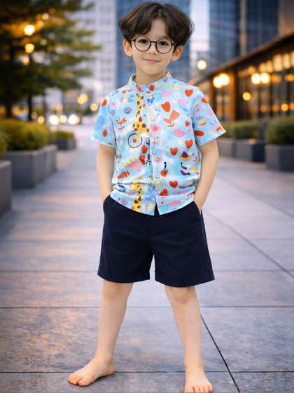 HERE&NOW Unisex Kids
                    Printed Shirt with Shorts