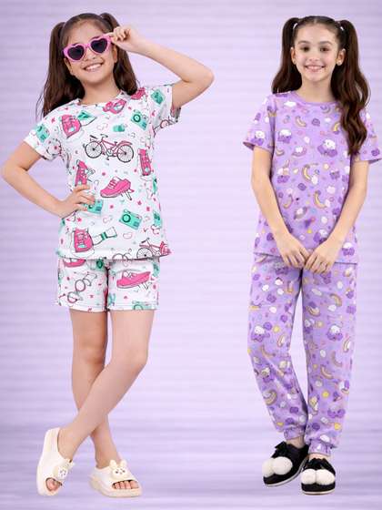BAESD Girls Printed
                    Short Sleeves Nightdress