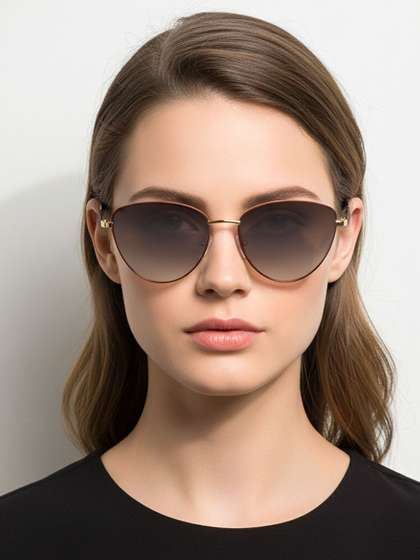 DressBerry Women
                        Brown Lens & Gold-Toned Cateye Sunglasses
                        with