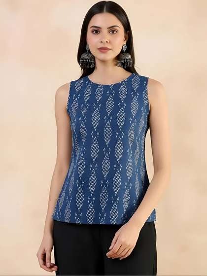 SZN Ethnic Motifs
                          Printed Pure Cotton Blend Kurti