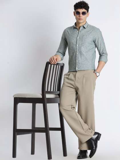 Blu MNKY Men Classic
                        Loose Fit Pleated Trousers