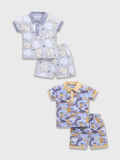 BABY GO Boys Printed
                    T-shirt with Shorts