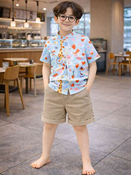 HERE&NOW Unisex
                        Kids Printed Shirt with Shorts