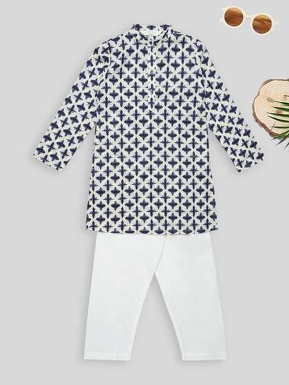 indus route by
                      Pantaloons Boys Ethnic Motifs Printed Pure Cotton
                      Kurta with Pyjamas