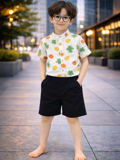 HERE&NOW Unisex
                        Kids Printed Shirt with Shorts