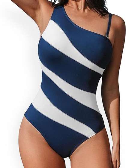 BAESD Colourblocked
                        One Shoulder Sleeveless Bodysuit