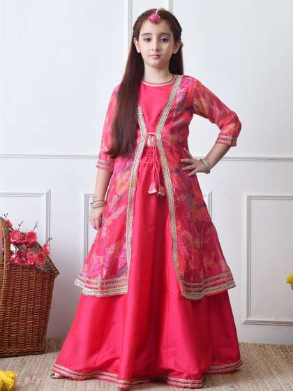 House of Pataudi Girls
                    Flared Lehenga Choli with Printed Jacket