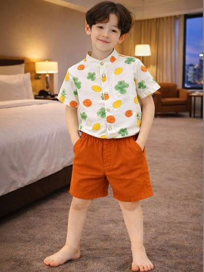 HERE&NOW
                            Unisex Kids Printed Shirt with Shorts