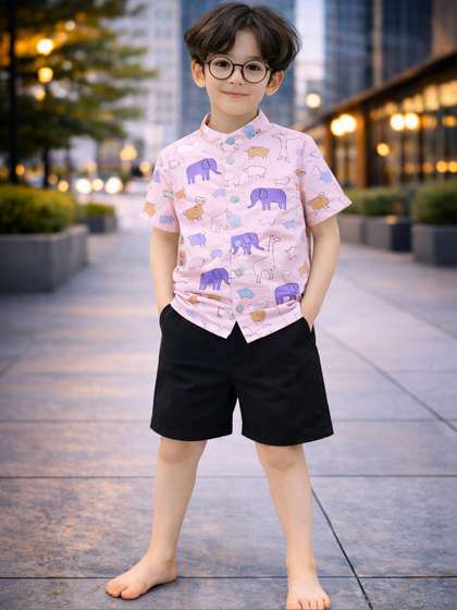HERE&NOW Unisex
                        Kids Printed Shirt with Shorts