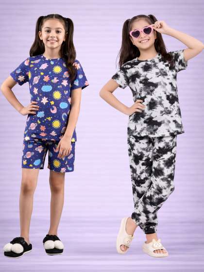 BAESD Girls Printed
                    Short Sleeves Nightdress