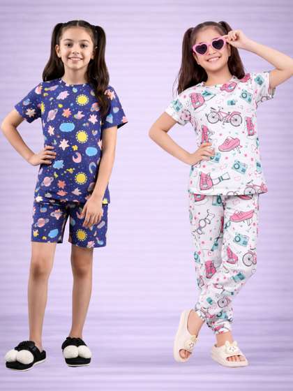 BAESD Girls Printed
                    Short Sleeves Nightdress