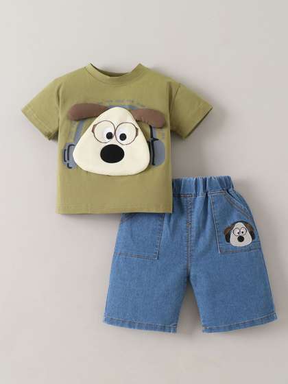 Hopscotch Boys Printed
                    T-shirt with Shorts