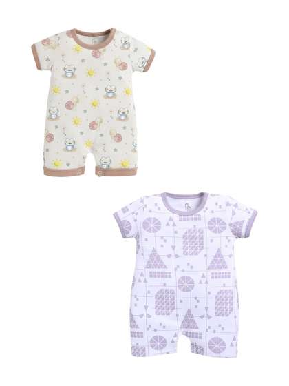 BABY GO Infants Boys
                    Pack of 2 Printed Rompers
