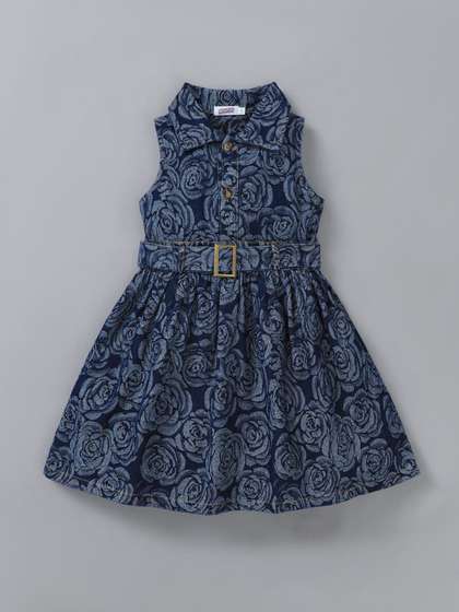 Hopscotch Floral Print
                    Denim Fit & Flare Dress