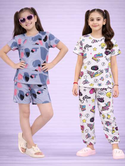 BAESD Girls Printed
                    Short Sleeves Nightdress