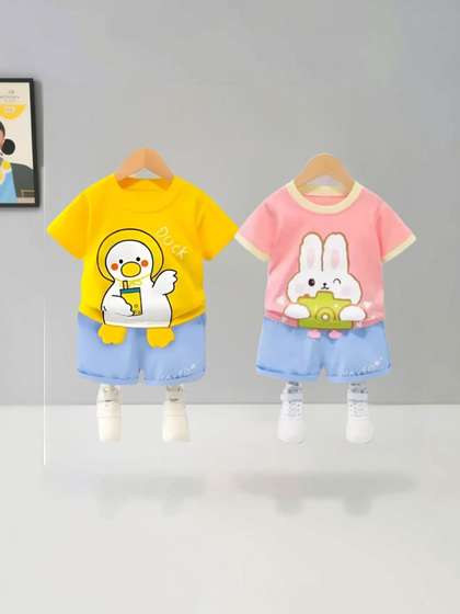 ELPIXIE FASHION
                        Unisex Kids Printed T-shirt with Shorts