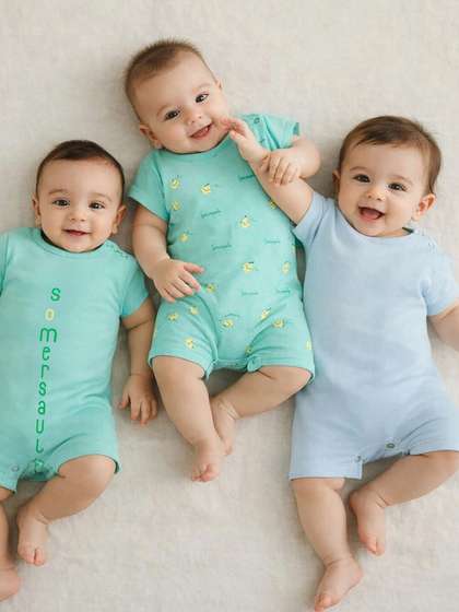 Somersault Infant Boys
                    Pack of 3 Printed Rompers