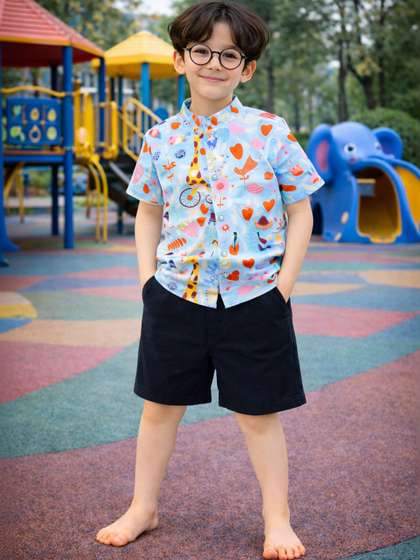 HERE&NOW Unisex Kids
                    Printed Shirt with Shorts