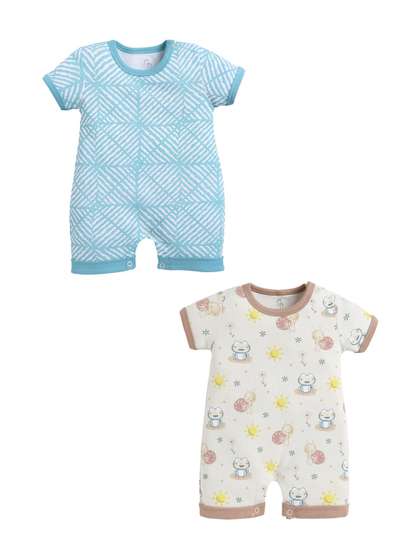 BABY GO Infant Boys Pack
                    of 2 Printed Rompers