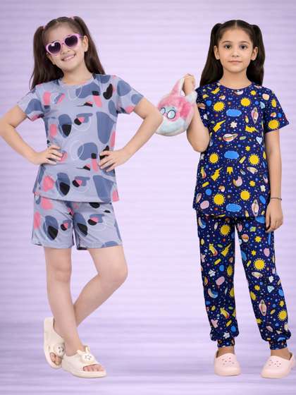 BAESD Girls Printed
                    Short Sleeves Nightdress