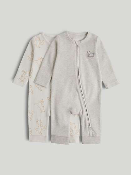 mothercare Infants Pack
                    Of 2 Printed Pure Cotton Rompers