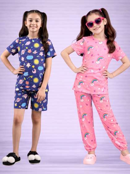 BAESD Girls Printed
                    Short Sleeves Nightdress