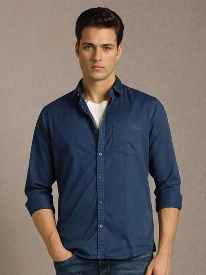 Men Slim Fit Over
                        Dyed Soft Handfeel Full Sleeve Casual Shirt