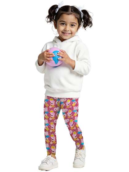 The Souled Store Girls
                    Regular Fit Peppa Pig Printed Pink Leggings
