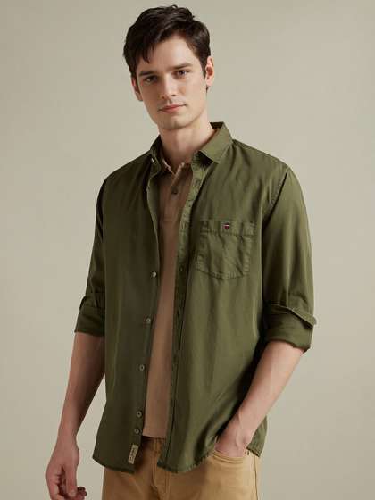 Men Slim Fit Over
                          Dyed Soft Handfeel Full Sleeve Casual Shirt