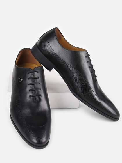 Louis Philippe Men
                        Black Solid Leather Formal Derbys