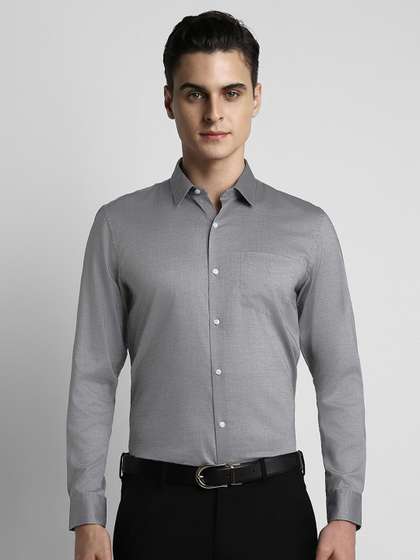 Peter England Men Grey
                      Cotton Slim Fit Formal Shirt