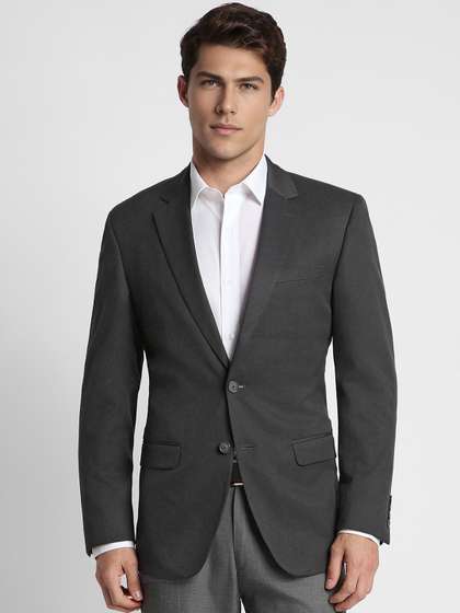 Peter England Men
                        Black Solid Single-Breasted Formal Blazer