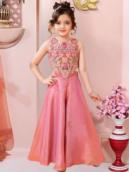 UFB Girls Floral
                      Embroidered Regular Thread Work Kurti with
                      Palazzos