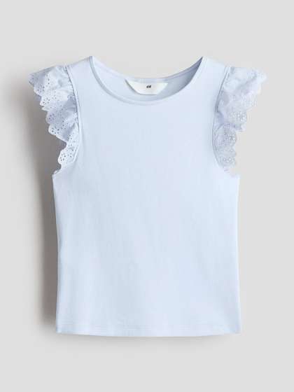 H&M Flutter-Sleeved
                    Broderie Anglaise Top