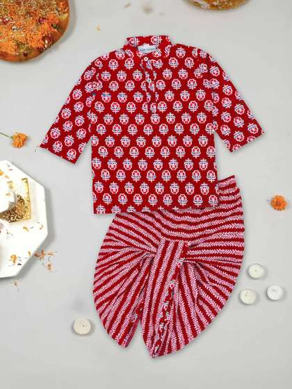 LITTLE GINNIE Boys
                        Printed Dhoti Kurta