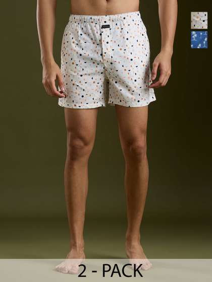 Mast & Harbour
                        Pack Of 2 Printed Pure Cotton Boxers