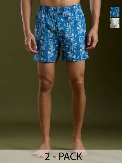 Mast & Harbour
                        Pack Of 2 Printed Pure Cotton Boxers