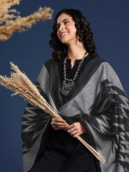 Taavi Woven Design
                        Pure Cotton Ikat Dupatta