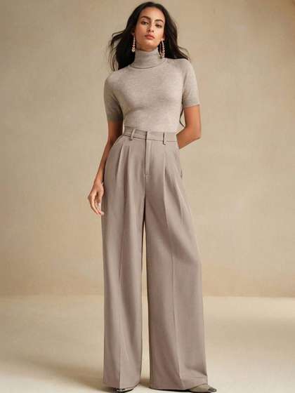 Stylecast X Kotty
                        Women Loose Fit High-Rise Wide Leg Trousers