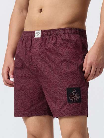 The Souled Store
                          Men Regular Fit Avatar Printed Maroon Boxer
                          Shorts