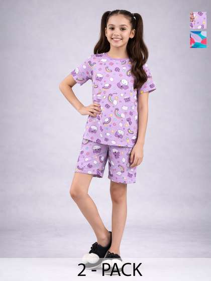 BAESD Girls Printed
                    Short Sleeves Nightdress
